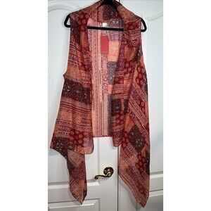 Rampage Swim Cover Scarf Wrap Sheer Red Coral Floral Versatile Sleeveless NWT